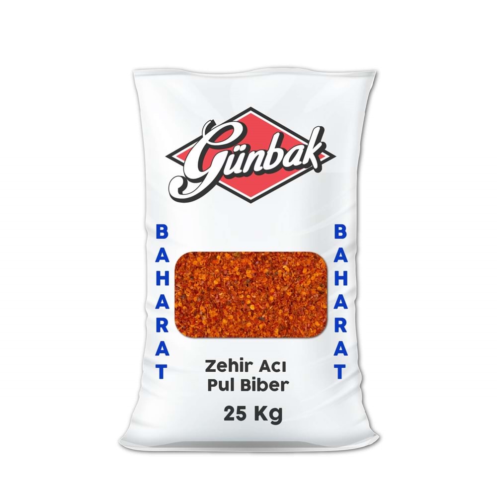 Günbak Zehir Acı Pul Biber Çuval 25 Kg