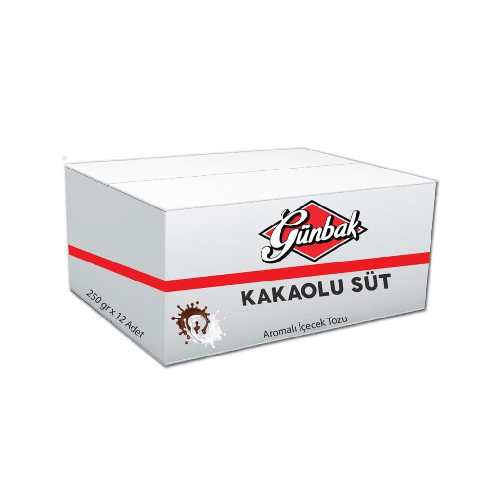 Günbak Kakaolu Süt Aromalı İçecek Tozu 250 Gr Kutu 12 Adet