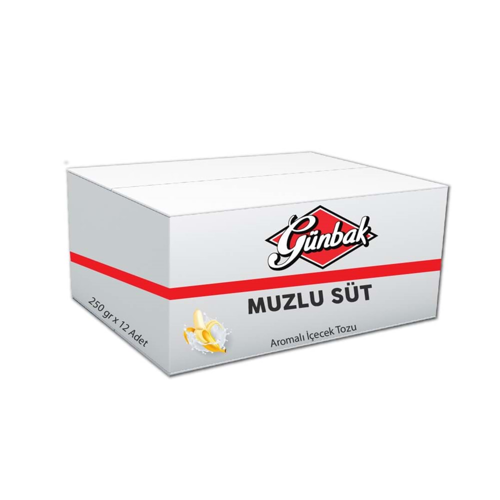 Günbak Muzlu Süt Aromalı İçecek Tozu 250 Gr Kutu 12 Adet